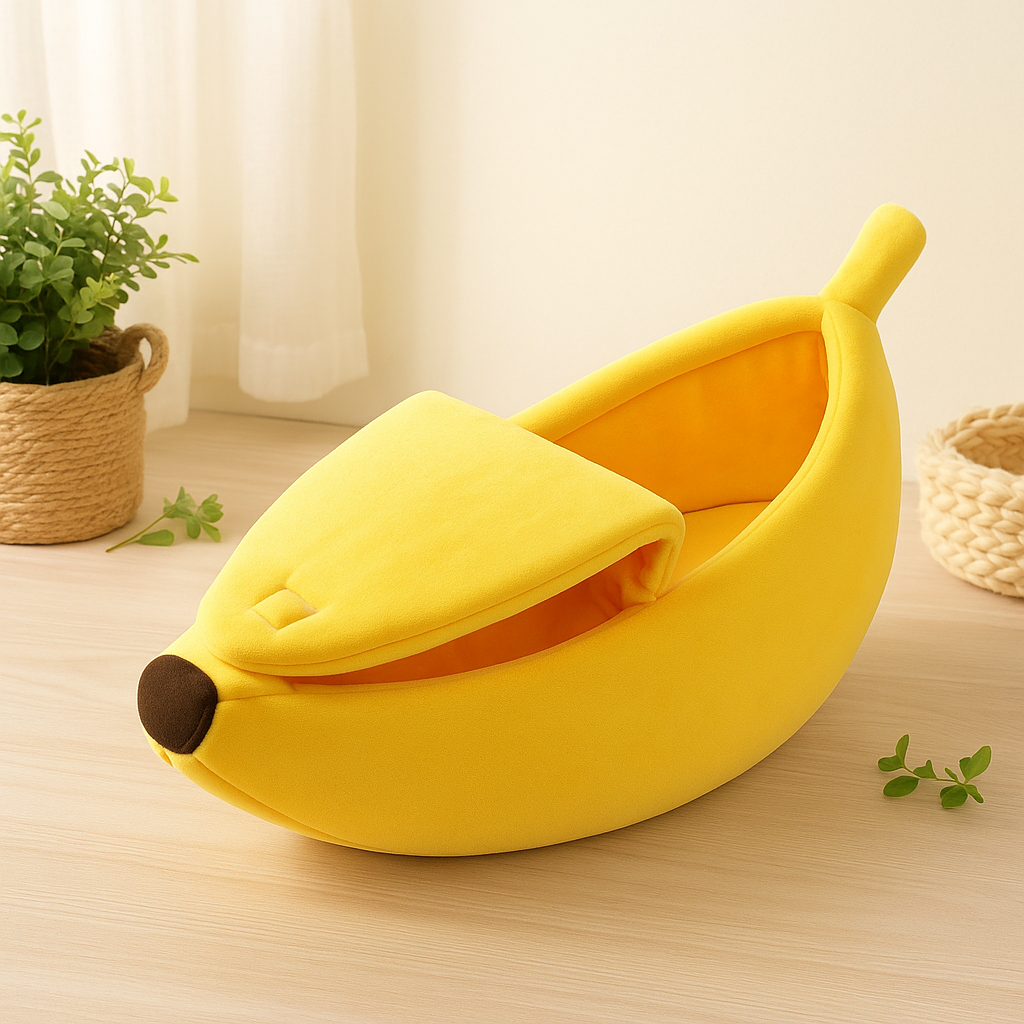 banana-shaped pet bed